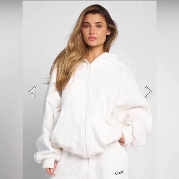 Comfrt Cloud Zip Up Hoodie Snow White Size Medium NWT - Picture 2 of 7